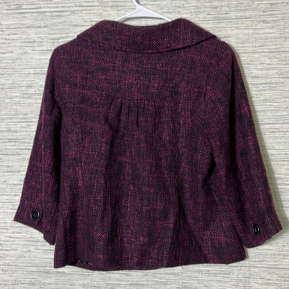 Dialogue Purple Black Textured Swing Jacket 3/4 Sleeve Size M (696) - Picture 6 of 6